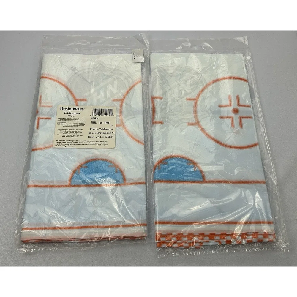 Vintage NHL Ice Time Hockey Tablecovers Lot 2 DesignWare Sealed NOS 54x102 USA
